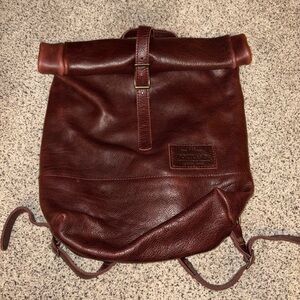 Portland Leather Rich Brown Roll Top Backpack